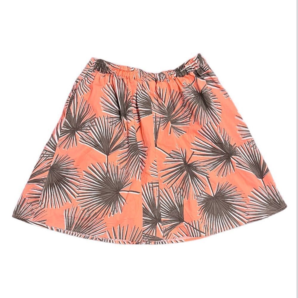 NWOT TROPICAL POCKET SKIRT WOMEN MEDIUM A DAY FLARE FAN PALM PRINT PLANT PINK - Picture 2 of 3